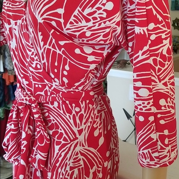 Vintage 80’s Marciano Red & White Wrap Dress - Picture 5 of 12
